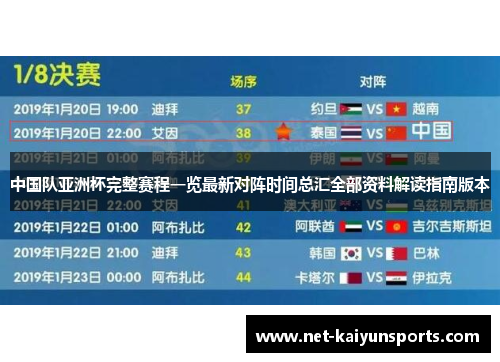 中国队亚洲杯完整赛程一览最新对阵时间总汇全部资料解读指南版本 中国队亚洲杯完整赛程一览最新对阵时间总汇全部资料解读指南版本